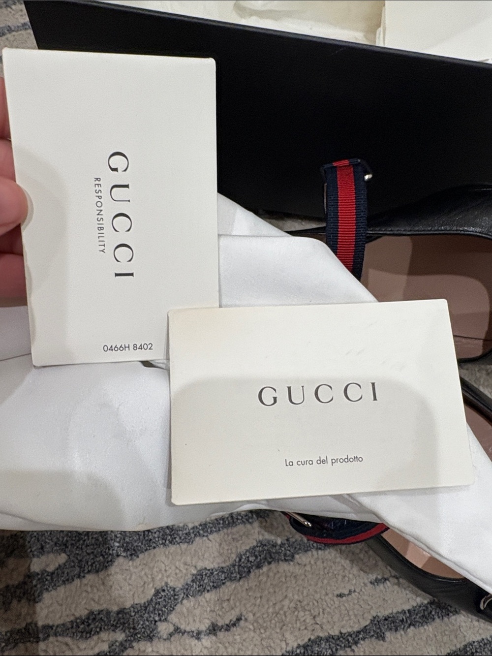 Gucci Sylvie Horsebit Slingback Pump Mule Black Web Stripe Mid Heel - Picture 12 of 15
